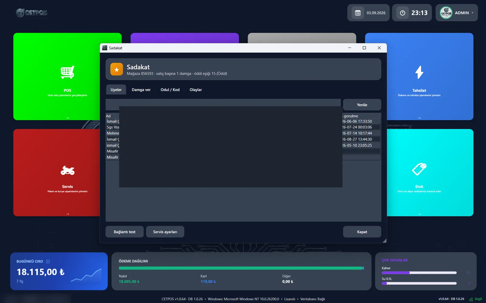 CETPOS sadakat / damga programı